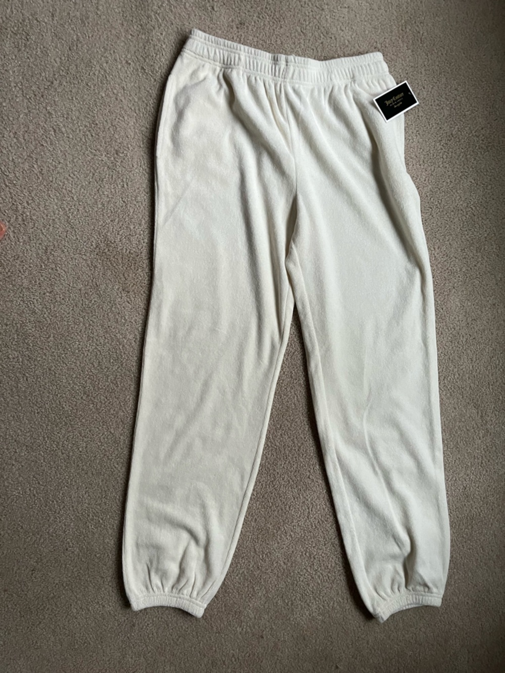 NWT Juicy Couture Cream Women’s Microterry Sweatpants with Elastic Waist XS